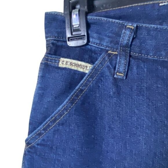 Schmidt Workwear Womens Relaxed Fit Cargo Jeans Size 8 Classic Blue Denim - Picture 3 of 9